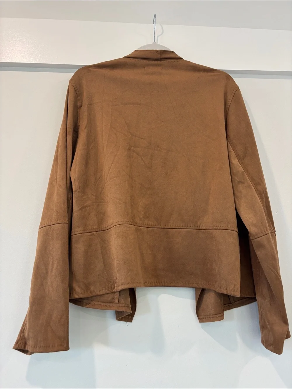 Max studio Open-Front Suede-Look Jacket in Cognac - Picture 2 of 5